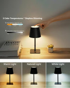 Fizrice Cordless Table Lamp Rechargeable Black 4 Pack Battery Operated - Image 5