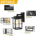 LALUZ Outdoor Wall Light with Seeded Glass, Rectangle Exterior Porch Light with Cross Bar, 1 Pack Waterproof and Anti-Rust Outside Lamp for Porch, Backyard, Patio, Garage, Black - Image 3