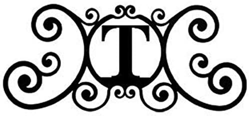 24 Inch House Plaque Letter - Wrought Iron Metal Scrolled Monogram Initial Letter Home Door Wall Hanging Art Decor Family Name Last Name Letter Sign (T, 24 x 11 inches,Thick 2mm) Christmas Gift by Unknown