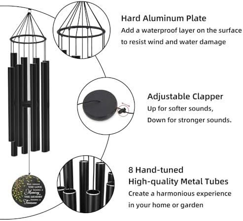 Sympathy Wind Chime, Personalized Name Memorial Gifts, Green Leafs Wind Chimes for Loss of Loved Ones, Sympathy Gifts Wind Chimes for Condolences/Funeral - Image 4