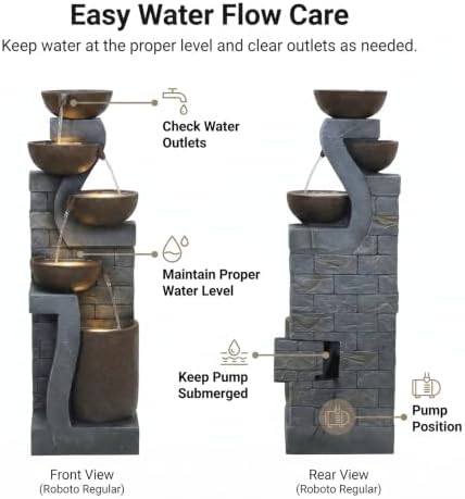 Bumilgar 42" Tall Outdoor Fountain with LED Lights - Image 6