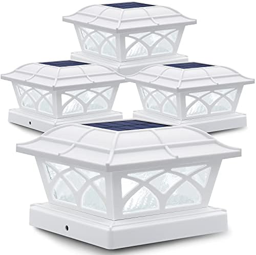 SIEDiNLAR Solar Post Cap Lights Outdoor Glass 2 Color Modes White (4 Pack) by Siedinlar