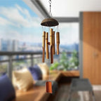 Coconut Shell Wind Chimes Outdoor for Garden Decoration Dark Colored 6 Tubes for Home(Khaki) - Image 4