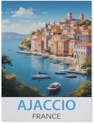 Metal Tin Sign，Ajaccio France Vintage Travel Poster，Tin Sign Vintage Art Wall Decor Sign Home Kitchen Bar Patio Cave Funny Decor(20x30cm）8x12 inch-AI54 by Unknown