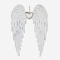Aecipl Metal Angel Wings Plaques with Heart - Decorative Angel Wing Sculptures Hanging Wall Art Antique Decor for Home Bedroom (White-L) by WonderfulDecorationforGardenPatioHome