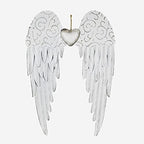 Aecipl Metal Angel Wings Plaques with Heart - Decorative Angel Wing Sculptures Hanging Wall Art Antique Decor for Home Bedroom (White-L) by WonderfulDecorationforGardenPatioHome