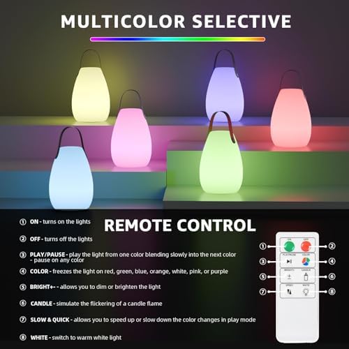 uuffoo 2 Pack Rechargeable Portable Table Lamp with Remote - Image 2
