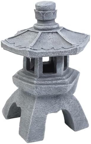 Solar Pagoda Garden Statue, Resin Outdoor Lantern with Auto Light(Dome) - Image 2