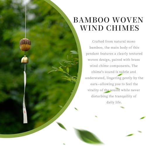 Handmade Bamboo Copper Wind Chime, Soft Healing Zen Sound, Rustic Hanging Windchime for Indoor Outdoor Home Patio Garden Wall Decor, Meditation Stress Relief Gift for Family Friends Men Women - Image 6