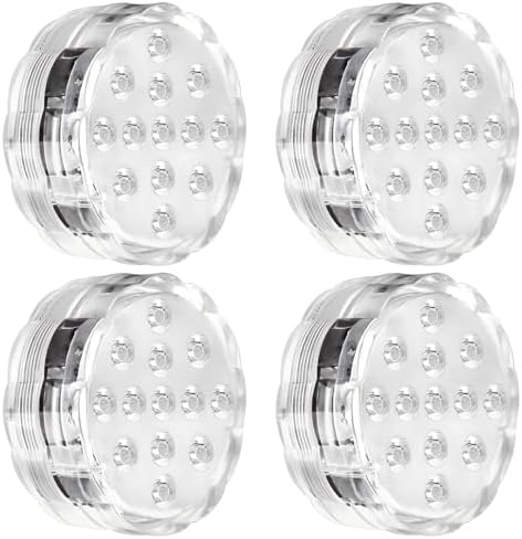 4 Pcs LED Submersible Lights with App and Remote Control, RGB Color Changing Waterproof Underwater Pool Lights, 10-LED Bathtub Lights, Wireless Battery Operated Bathroom Lights for Fish Tank, Pond by Unknown