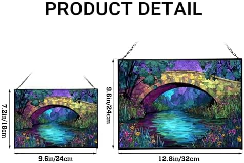 Rainbow Bridge Over Meadow Stream Rectangular Stained Glass Suncatcher – Hanging Window Panel with Animal & Nature Scene – Vibrant Glass Art Gift for Wildlife, Fantasy, Nature Lovers AiKrXc - Image 4