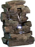 Alpine Corporation 13" Tall Indoor Tabletop Water Fountain, 4 Tier Cascading Water Feature with LED Lights for Home, Office, Living Room, or Zen Decor, Gray by Unknown
