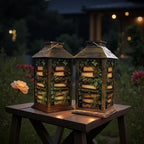Solar Lantern Outdoor Garden Hanging Lantern Vintage Stack Books Ivy Vines Dark Waterproof Solar Powered Lighting Outside Table Lamp for Patio Deck Yard Camping - Image 6
