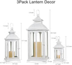 NEEDOMO Lanterns Decorative Outdoor & Indoor, Set of 3 Outdoor Lanterns for Porch, Vintage Candle Lantern Decor for Living Room, Fireplace, Kitchen Dining Table, Patio, Garden, Wedding, White - Image 4