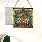 Gnome with Family Tree Stained Glass Suncatcher – Square Hanging Window Panel for Home, Garden, Nursery, Halloween, Christmas, Memorial Day – Whimsical Glass Art Gift for Gnome Lovers 1cp3fp - Image 4