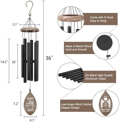 Sympathy Wind Chimes Deep Tone, Personalized Memorial Wind Chimes, Wind Chime for Loss of Loved Mom/Dad/Lover, Gifts for in Loving Meomry of Wind Chime Outside - Image 5