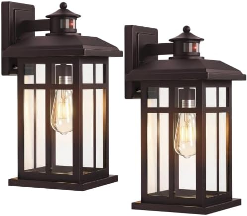 16” Motion Sensor Modern Exterior Light Bronze Outside Porch Lights by Brilvibera