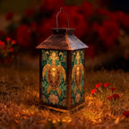 Solar Lantern Mid Century Stained Glass Sea Outdoor Waterproof Garden Hanging Lantern Solar Powered Lighting Outside Solar Light for Patio Yard Camping, Gifts for Women Mom by Unknown