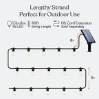 Brightech Ambience Pro Solar Powered Outdoor String Lights, 48 ft Commercial Grade Waterproof Patio Lights, 15 Edison Bulbs, Shatterproof LED String Lights for Outside, Porch - 1W Soft White - Image 3