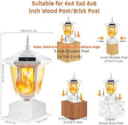Dynaming 6 Pack Solar Flame Post Lights Outdoor, Solar Powered Lamps Fence Post Cap Lights, Flickering Flame LED Lantern Waterproof for Garden Deck Patio, Fit 4x4, 5x5 6x6 Wooden Posts, White Shell - Image 2