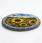 Magnolia Garden 10-Inch Sunflower Sunrise Stepping Stone - Faux Stained Glass Country Field Garden Stone, Weather-Resistant Resin Pathway Accent, Bright Floral Outdoor Yard Decor & Walkway Plaque - Image 3