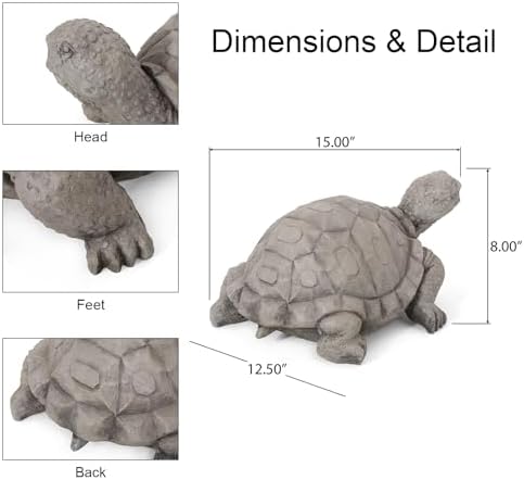 BeePeep Outdoor Turtle Garden Statue, 17inch Turtle Statue Decor, Adorable Cast Stone Sculpture for Outdoor Patio Lawn Porch, Handcrafted Animals Figurine for Birthday Housewarming Gift - Image 2