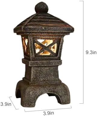 Solar Pagoda Garden Statue Outdoor Japanese Stone Lantern Asia Patio Decor - Image 6