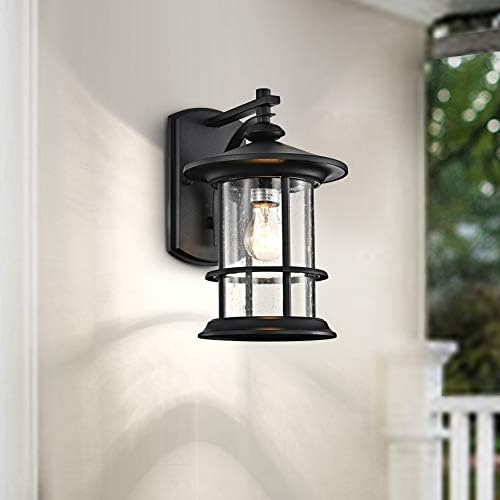 MICSIU 12.5" Modern Farmhouse Textured Black Outdoor Wall Light Fixture - Image 2