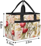 Apples Flowers Garden Tool Bag Tote for Men Women Multiple Pockets Wide Mouth Heavy Duty Waterproof Tool Organizer Bag for Outdoor Lawn Yard Portable Gardening Storage With Elasticbands - Image 2