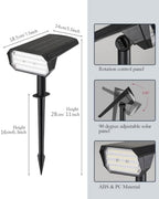 62 LED Solar Spotlights Outdoor Waterproof IP65, 3 Color 3000K/4500K/6500K & 2 Brightness, Auto-Brightness Adjustment, Solar Spot Lights Outdoor, Solar Garden Lights, 2000mAh Battery - 2 Pack - Image 2