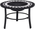 Mosaic Fire Pit Black and White 26.8 Inch Ceramic Outdoor Patio Heater with Grid and Tabletop for Garden Backyard BBQ and Warmth by WDGJJFECNMUEHI
