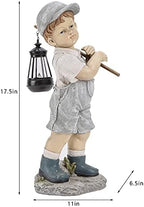 Solar Boy Statue, Boy Garden Statues with Solar Lantern for Garden, Patio, Lawn, Yard, Housewarming, Hand-Painted Sculpted Figure, 17.5”H - Image 5
