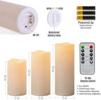 10" 12" 14" x 5" Extra Large Waterproof Outdoor Flameless Candles Battery Operated LED Pillar Candles for Indoor Outdoor Lanterns, Off White, Long Lasting, Set of 3 - Image 6