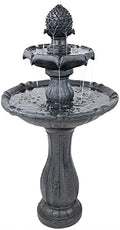 Sunnydaze 46" 2-Tier Solar Water Fountain, Pineapple Top, Black by SunnydazeDecor