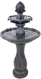 Sunnydaze 46" 2-Tier Solar Water Fountain, Pineapple Top, Black by SunnydazeDecor