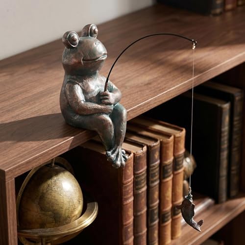 Frog Fishing Statue Garden Decor – 9.8" Weatherproof Resin Frog Fishing Sculpture Decor for Fish Ponds, Koi Ponds, Waterfalls, Poolside & Outdoor Gardens– Resin Figurine for Indoor & Outdoor Décor - Image 6