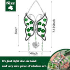 KY&BOSAM St Patrick's Day Shamrock Butterfly Suncatchers I Love You Dad Gifts Ornament Glass Irish for Windows Hanging Wind Chiem with Real Flower Wings Brithday Gifts for Dad Father`s Day Christmas - Image 5