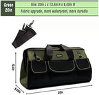 FASTECH 20-inch Wide Mouth Tool Bag with Water Proof Molded Base, Wide Mouth Tool Tote Bag, Waterproof Tool Organizer Bag for Men with Adjustable Shoulder Strap(No Bottom Shell) - Image 2