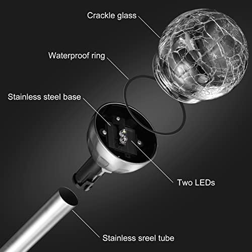 BBTO 12 Pcs Crackle Glass Solar Outdoor Lights 7 Color Changing LED - Image 4