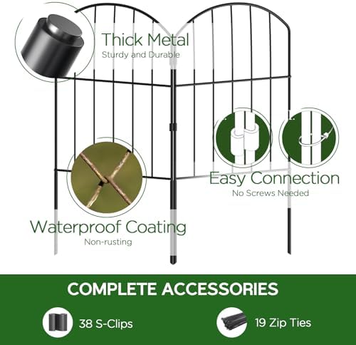 Goovilla Garden Fence, Total 20ft(L) x 24in(H), 19 Pcs, Rustproof Metal - Image 2