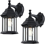 LIT-PaTH Outdoor Wall Light Fixture, Antirust Aluminum Glass, Black 2 Pack by LIT-PaTH