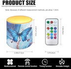 4 Pcs Flameless Votive Candles Battery Operated LED Pillar Candle Tealights Long Lasting with Remote Timer for Indoor Outdoor Coastal Home Decor Butterfly Marble Texture Blue - Image 7