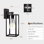 13'' Dusk to Dawn Outdoor Porch Lighting Fixtures Wall Mount, Sensor Exterior Wall Light for House, Ouside Lantern Lamp, Waterproof Wall Sconce Lights, Black Metal Coach Light for Garage Entryway - Image 6