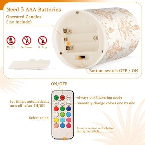 Fleur-de-lis Rose Gold Retro Realistic flameless Led Candles Flickering Electronic Lights Flickering Led for Bedroom Battery Operated Pillar 2-Piecing Set - Image 4