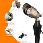 ZONEGRACE Solid Brass Outdoor Uplights & Accent Light Fixtures, Heavy Duty 12V Low Voltage LED Landscape Lighting Bronze, Wired Spot Light for Garden,Lawn,Patio and Yard with LED Bulb (1 Pack) - Image 4