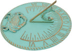 Brass 10" Dia Vintage Sun Dial Verdigris Finish Garden or Lawn Clock Beach Theme Fish Dial and Crab Plaque Patio Outdoor Compass Sundials for Yards - Image 3