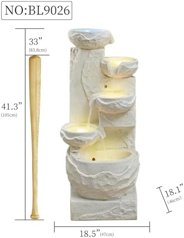 41.34" Outdoor Water Fountain LED Waterfall Water Feature for Garden Patio - Image 3