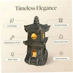 Resin Pagoda Japanese Stone Lantern Solar Outdoor Figurine Lights, Zen Garden Decor for Yard, Patio, Pathway, Landscape Lighting - Image 5