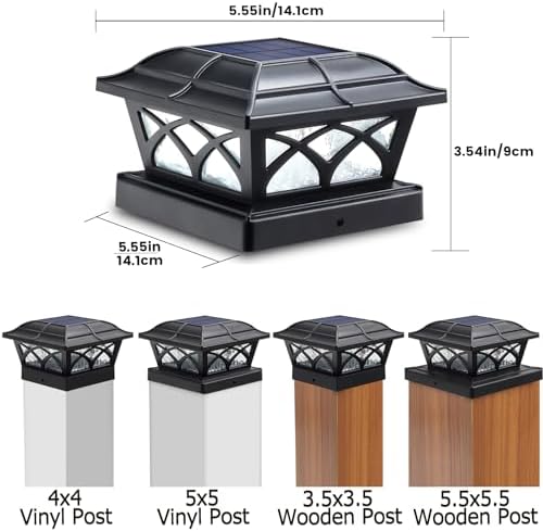 SIEDiNLAR Solar Post Cap Lights Outdoor Glass 2 Color Modes Black (10 Pack) - Image 2