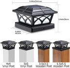SIEDiNLAR Solar Post Cap Lights Outdoor Glass 2 Color Modes Black (4 Pack) - Image 3